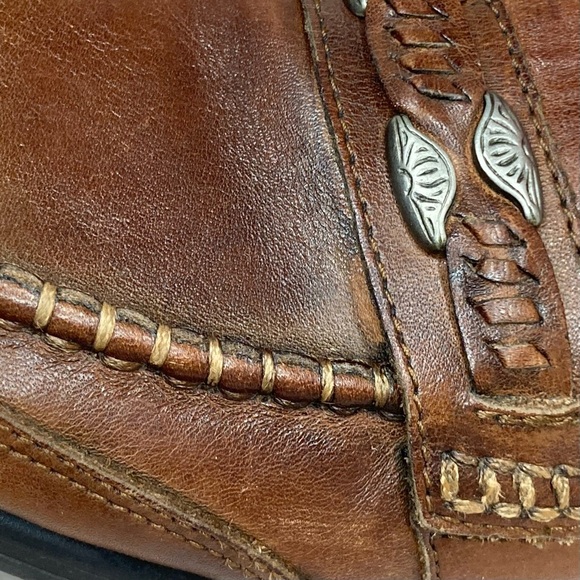 Vintage G. Wiz Slip On Loafer Mules-Brown Leather & Metal Detail-Women’s 7.5-Vtg - Picture 7 of 10